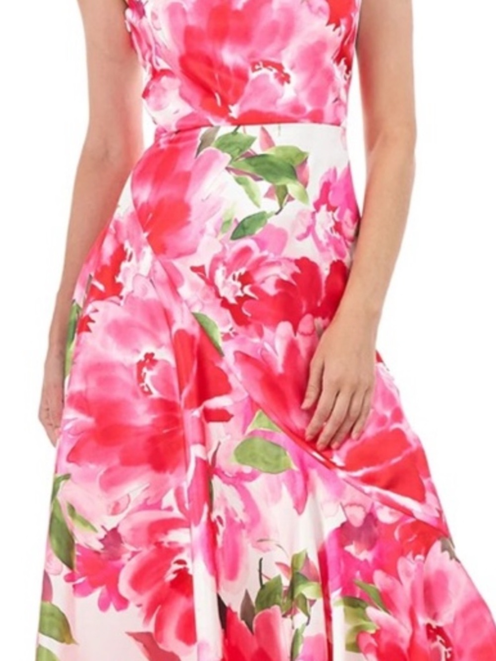NWT Kay Unger Linnea Floral One-Shoulder Cocktail Dress Pink White Size 2